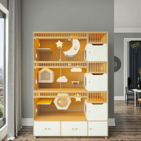 Maison pour chat en bois massif de qualité supérieure, villa de luxe pour chat avec cage en verre, enclos spacieux pour chat, mobilier pour chats d'intérieur