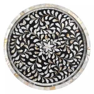 Plateau en nacre pour les célébrations du Ramadan et de l'Aïd |   Plateau de service artisanal de style bohème, design flexible pour les aliments et les boissons - Product Image 6
