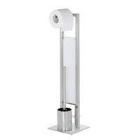 Ensemble d'organisateur de salle de bain en métal, porte-papier toilette avec porte-papier et brosse de nettoyage pour cuvette, porte-papier pratique