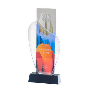 New Creative Crystal Crafts Trophy Excellent Employee Colorful Printing Crystal Glass Trophies