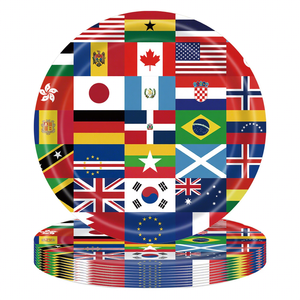 Juego de Vajilla Desechable con Diseño de Banderas Internacionales <span class=keywords><strong>para</strong></span> <span class=keywords><strong>Fiestas</strong></span> de Cumpleaños, Platos, Vasos, Servilletas, Cubiertos, Mantel - Product Image 6