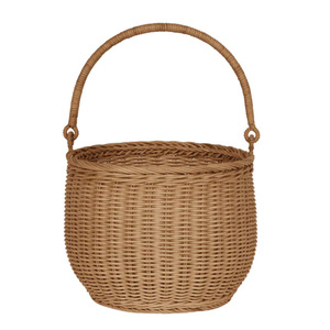 Cesta tejida de ratán con asa, cesta de almacenamiento en forma de cuenco para frutas, flores, picnic, uso infantil - Product Image 1