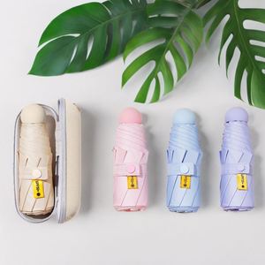 Parapluie personnalisé pliable en cinq sections, mini capsule 6 baleines, avec revêtement noir anti-UV, protection solaire et pluie, format de poche, personnalisable - Product Image 1