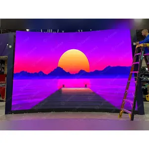 Sewa dalam ruangan P3.91 P2.91 500*1000Mm Display Led untuk pernikahan pameran dagang panggung Led latar belakang layar Led melengkung Video Dinding