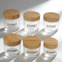 Bocaux en verre ambré givré 250 ml 200 ml 150 ml 100 ml 50 ml 30 ml 15 ml Pot en verre pour crème pour le visage avec couvercle en bois pour pot cosmétique