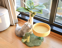 Poteau à gratter mignon de cactus de cocotier simulé avec plate-forme et nid grand espace