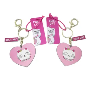 선전용 주문 연약한 사기질 3D 귀여운 고양이 금속 Keychains 제조