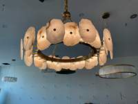 JYLIGHTING Lustre professionnel pour café, restaurant, usage domestique, luminaire suspendu en métal optique et albâtre