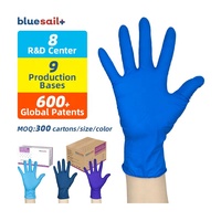 Gants d'examen en nitrile sans latex Texture des doigts Imperméable sans poudre 3mil Gants jetables en nitrile bleu foncé pour médical