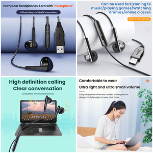 Chất lượng cao rẻ nhất USB <span class=keywords><strong>Headphone</strong></span> Earbuds Tai nghe có dây earbuds có dây với <span class=keywords><strong>microphone</strong></span> và điều khiển âm lượng - Product Image 6