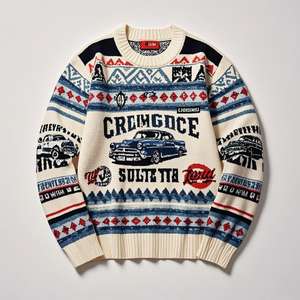 Suéter de Punto Casual de Invierno para Hombre, Logotipo Personalizado, Diseño de Letras Jacquard, Tejido Transpirable, Antiencogimiento y Antiarrugas - Product Image 1