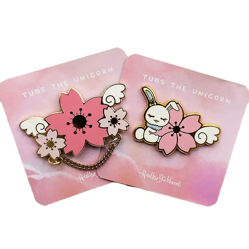 Cute Hair Clip Pink Custom Metal Soft Enamel Lapel Badge Pin Brooch with Backing Card