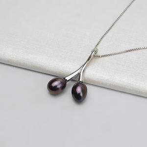 Wenchi S925 Silver Pendant Double Pearl Simple Item 7-9 DIY Accessories Empty <b>Tray</b> <b>Jewelry</b> Findings Components Semi Finished - Product Image 2