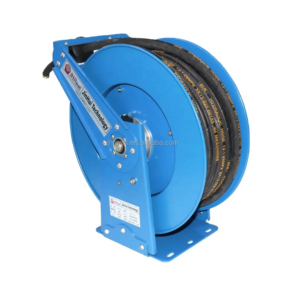 Retractable 3/4" high pressure pneumatic air hose reel with automatic spring rewind reel hose