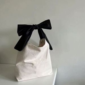 Casual Cute Girl Personalised Bowknot Tote <b>Bag</b> Canvas Foldable <b>Bag</b> Shopping Handbags - Product Image 4
