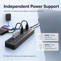 Hub de Datos USB 3.0 de 7/10 Puertos con Luces LED, Interruptor de Encendido/Apagado, Fuente de Alimentación, Super Velocidad 5Gbps, Divisor USB para Computadoras, en Stock