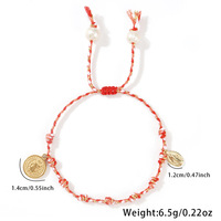 À la mode En Laiton Or Jésus Pièce Charme Bracelet Perle Péruvienne Noué Coton Corde Chaîne Bracelet pour Femmes Cadeau D'été