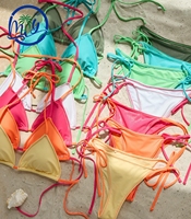 Ensemble de bikini texturé à rayures MLY, haut triangle à nouer, bas à nouer sur le côté, maillot de bain deux pièces, maillot de bain de plage classique