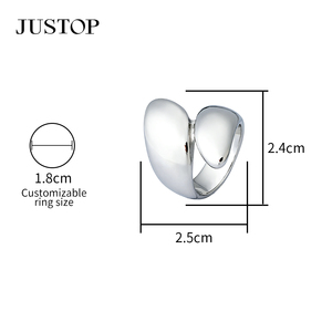 Bague ajustable en forme d'étoile JUSTOP, 1,8 cm, plaquée argent, unisexe, bijou mignon pour tous les jours, cadeau - Product Image 3