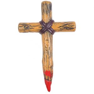 Zombie Hunter Costume Accessory Vampirese Bloody <b>Prop</b> Halloween Plastic Cross Steak weapon - Product Image 1