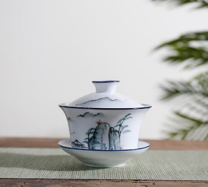 Kungfu Ceramic Gaiwan Set Popular 200ml <b>Drinkware</b> Fashionable Unique Design for Office Living Room Hot Sale From China Warehouse - Product Image 4