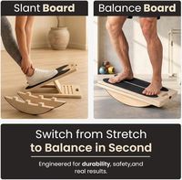 Planche d'équilibre en bois 2-en-1 de haute qualité, neuve, pour exercices et étirements des mollets