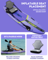 Planche de paddle gonflable de 11 pieds 6 pouces avec sac à roulettes, matériau PVC, système à 3 ailerons, design extra large de 35 pouces, SUP pour adultes et jeunes