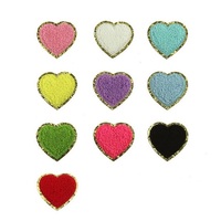 Vente en gros de patchs coeur brodés chenille 5cm fer sur paillettes pour vêtements sac accessoires de bricolage
