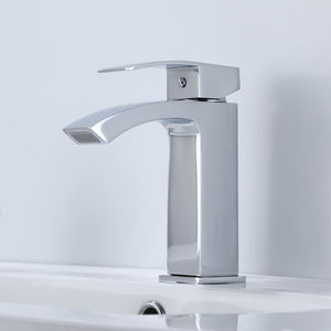 <span class=keywords><strong>Mitigeur</strong></span> de <span class=keywords><strong>lavabo</strong></span> cascade carré moderne en chrome, à poignée unique, monotrou, à poser sur le plan, double eau chaude/froide, anti-éclaboussures, avec valve en céramique - Product Image 2