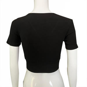 T-shirt manches courtes imprimé à la mode pour le printemps et l'été tricoté pour femmes européennes et américaines Sexy Open Nomel Top Hundred Towers - Product Image 2