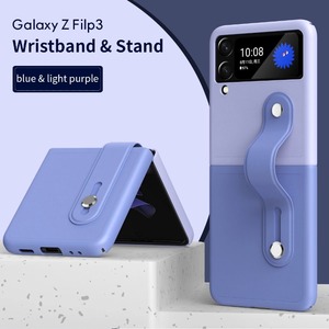 Para Samsung Galaxy Z Flip 3 4 5 Funda de pulsera de cuero Contraste de color Funda a prueba de golpes para Z Flip3 <span class=keywords><strong>ZFlip</strong></span> 4 Cubierta de protección de lente - Product Image 3