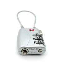 TSA-719 Serrure à combinaison à câble TSA de haute qualité en alliage de zinc à 3 chiffres pour bagages de voyage