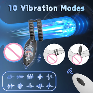 Anneau vibrant pour pénis, design chauve-souris, 10 fréquences, pour retarder l'éjaculation et stimuler le plaisir masculin, pour adultes. - Product Image 2