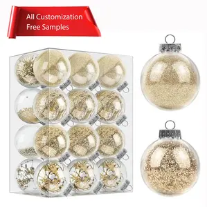 2022 Clear Kerstballen 1Set Van 24 Stuks Bola De Navidad Onbreekbaar Plastic Ornamenten Kerstballen Voor Xmas Tree Decoraties