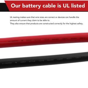 6 AWG 电池电缆 电源线束 逆变器电缆 3/8 英寸环形端子 适用于摩托车、汽车、船舶、太阳能、ATV - Product Image 4