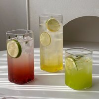 Ultradunne vierkante glazen beker, transparant, Ins-stijl, voor koffie, melk, water, dranken, Mojito, koude dranken, voor thuis en café gebruik.