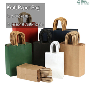 Sacs en papier kraft brun en gros pour emballage alimentaire, sacs fourre-tout personnalisés, sacs cadeaux artistiques lavables pour robes avec poignées et logo - Product Image 2