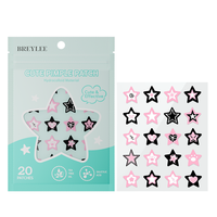 BREYLEE Patchs anti-rides au collagène mignons et colorés en forme d'étoile, autocollants invisibles pour les boutons, adaptés à tous les types de peau