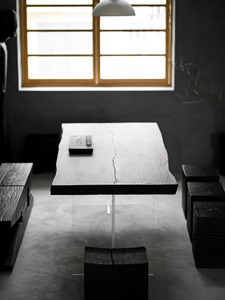 Table en <span class=keywords><strong>bois</strong></span> massif de style wabi-sabi, table à manger suspendue en acrylique, table de travail, table à bulles de thé en <span class=keywords><strong>bois</strong></span> massif - Product Image 3