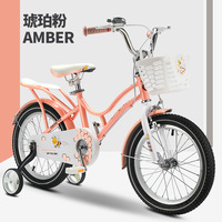 Vente en gros Enfants 4 roues vélo pour filles 12-16 pouces Quad Cycle avec roue d'entraînement et panier Remise en gros Filles vélo rose/violet