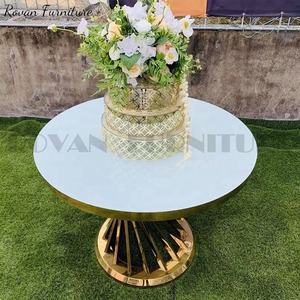 New Design Modern Round MDF Marble <strong>Glass</strong> Top Gold Stainless Steel Cake <strong>Coffee</strong> <strong>Tables</strong> for Wedding and Event - Product Image 3