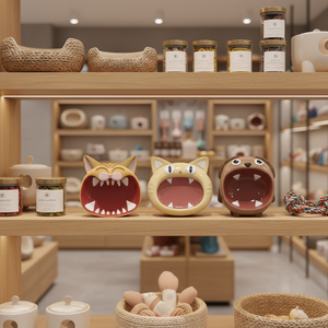 Großhandel Maßgefertigte Lustige Tier-Design Porzellan Niedliche Cartoon Großmaul-Hunde-Katzen-Kopf-Gesicht Futter-Wasser-Trockenfutter Fütterungs-Tierschüssel - Product Image 4