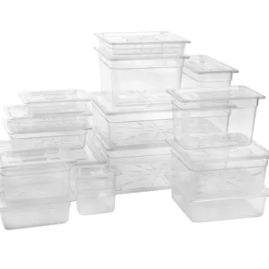 Full Size 1/1 1/2 1/3 1/6 1/9 PC Polycarbonate Gastronorm Gn Containers PC Food Pan Kitchen Container