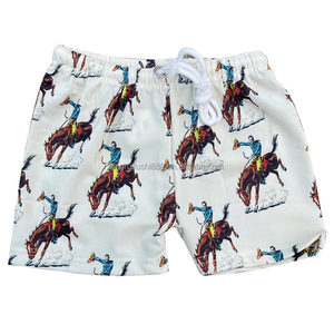 Bán Buôn Trẻ Em Cậu Bé Bơi Thân Với Trắng Chuỗi Cổ Điển Cao Bồi Ngựa Mô Hình Quần Short Tắm Cho Bé - Product Image 1