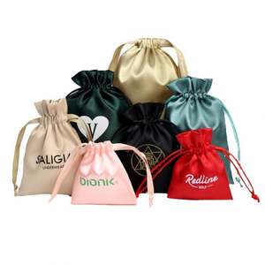 Bolsas de Regalo de Satén con Cordón de 9*12cm, Personalizables con Logotipo y Patrón Geométrico, Reciclables, Biodegradables, para Empaque - Product Image 1
