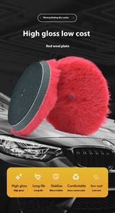 Style japonais 100% laine rouge double <span class=keywords><strong>action</strong></span> polisseuse ponceuse <span class=keywords><strong>voiture</strong></span> tampon de polissage compatible éponge - Product Image 3