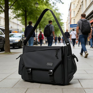 Bolso Mensajero Impermeable para <span class=keywords><strong>Hombre</strong></span>, Gran Capacidad, Bolso de Hombro, Estilo Casual, Bandolera con Correa Ajustable y PU Impermeable - Product Image 4