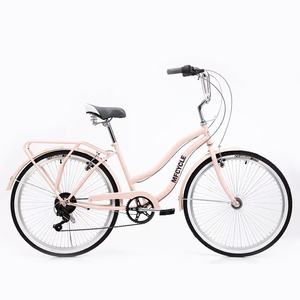 Vélo de ville <span class=keywords><strong>hybride</strong></span> rose pour <span class=keywords><strong>femme</strong></span>, taille 28, 28 <span class=keywords><strong>pouces</strong></span>, simple vitesse, avec panier, en aluminium, style vintage, vélo de plage, vélo urbain - Product Image 2