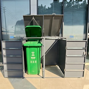 Open Top Double <strong>Wheelie</strong> <strong>Bin</strong> Storage Sheds with Rolling <strong>Covers</strong> Rectangular Metal Eco-Friendly Outdoor - Product Image 6