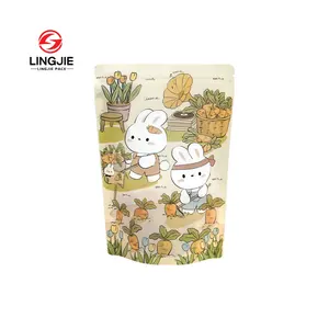 Lingjie أكياس بلاستيكية مستقيمة صديقة للبيئة كيس تعبئة طعام للوجبات الخفيفة الحلوى الشاي البسكويت كيس بلاستيكي مطبوع مخصص